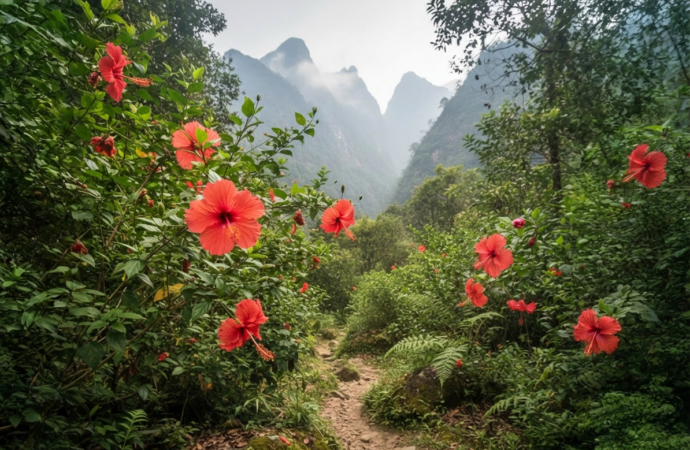Chinesischer Roseneibisch wild in Nepal entdecken